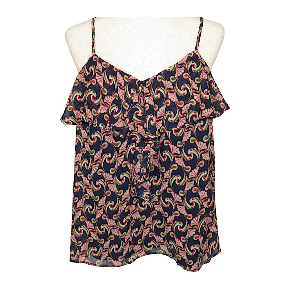 The Webster Miami Art Deco Ruffled Georgette Cami Tank Top Size Large